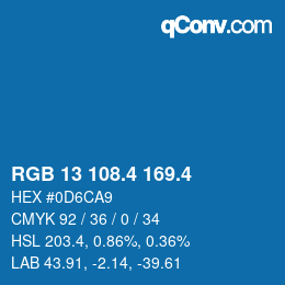 カラーコード: RGB 13 108.4 169.4 | qconv.com