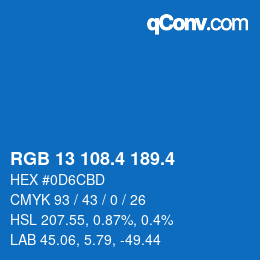 カラーコード: RGB 13 108.4 189.4 | qconv.com