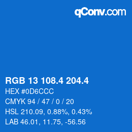 カラーコード: RGB 13 108.4 204.4 | qconv.com