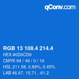 カラーコード: RGB 13 108.4 214.4 | qconv.com