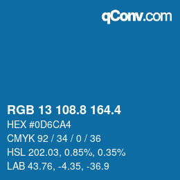 カラーコード: RGB 13 108.8 164.4 | qconv.com