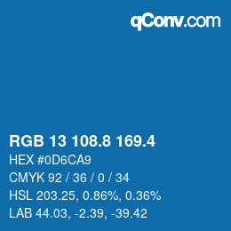 カラーコード: RGB 13 108.8 169.4 | qconv.com