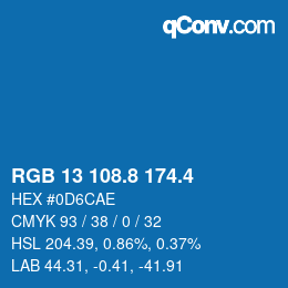 カラーコード: RGB 13 108.8 174.4 | qconv.com