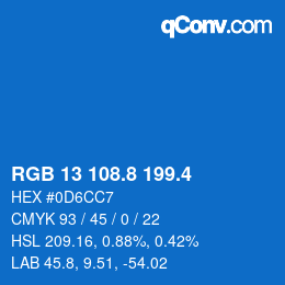 カラーコード: RGB 13 108.8 199.4 | qconv.com