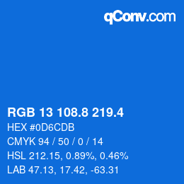 カラーコード: RGB 13 108.8 219.4 | qconv.com