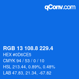 カラーコード: RGB 13 108.8 229.4 | qconv.com