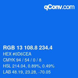 カラーコード: RGB 13 108.8 234.4 | qconv.com