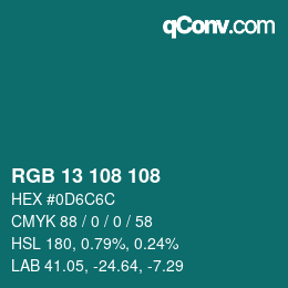 Color code: RGB 13 108 108 | qconv.com