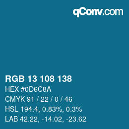 Color code: RGB 13 108 138 | qconv.com