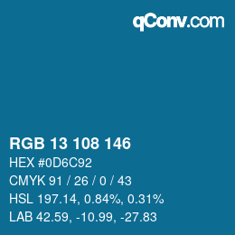 Color code: RGB 13 108 146 | qconv.com