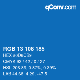 颜色代码: RGB 13 108 185 | qconv.com