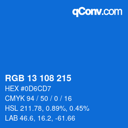 Color code: RGB 13 108 215 | qconv.com