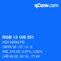 Color code: RGB 13 108 251 | qconv.com