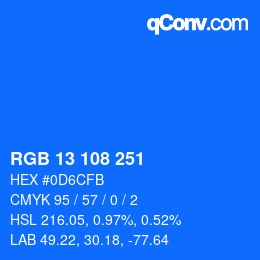 Color code: RGB 13 108 251 | qconv.com