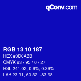 Color code: RGB 13 10 187 | qconv.com