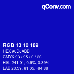 颜色代码: RGB 13 10 189 | qconv.com