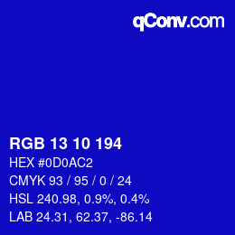 Color code: RGB 13 10 194 | qconv.com