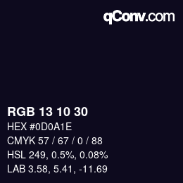 カラーコード: RGB 13 10 30 | qconv.com