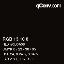 Farbcode: RGB 13 10 8 | qconv.com