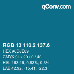 カラーコード: RGB 13 110.2 137.6 | qconv.com