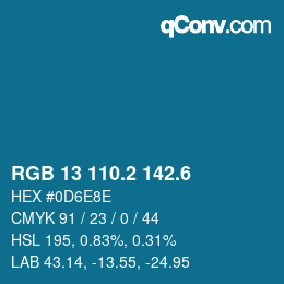 カラーコード: RGB 13 110.2 142.6 | qconv.com