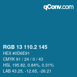 カラーコード: RGB 13 110.2 145 | qconv.com