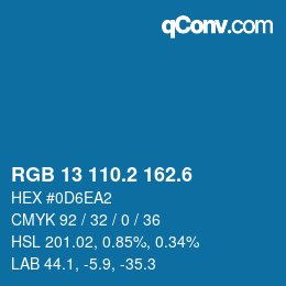 カラーコード: RGB 13 110.2 162.6 | qconv.com