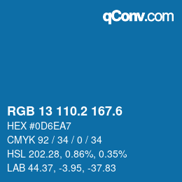 カラーコード: RGB 13 110.2 167.6 | qconv.com