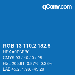 カラーコード: RGB 13 110.2 182.6 | qconv.com