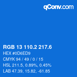 カラーコード: RGB 13 110.2 217.6 | qconv.com