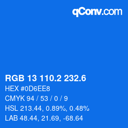 カラーコード: RGB 13 110.2 232.6 | qconv.com