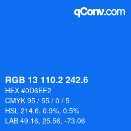 カラーコード: RGB 13 110.2 242.6 | qconv.com