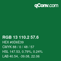 カラーコード: RGB 13 110.2 57.6 | qconv.com