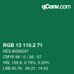 カラーコード: RGB 13 110.2 71 | qconv.com