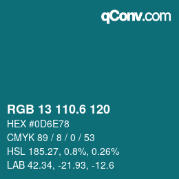 カラーコード: RGB 13 110.6 120 | qconv.com