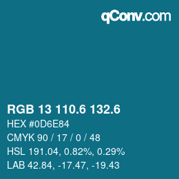 カラーコード: RGB 13 110.6 132.6 | qconv.com