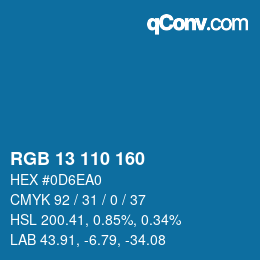 カラーコード: RGB 13 110 160 | qconv.com