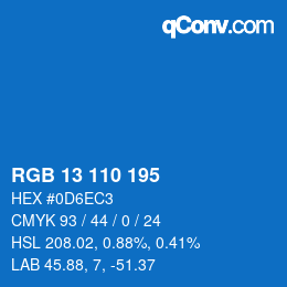 Color code: RGB 13 110 195 | qconv.com