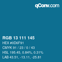 颜色代码: RGB 13 111 145 | qconv.com