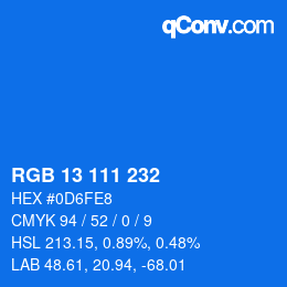 カラーコード: RGB 13 111 232 | qconv.com
