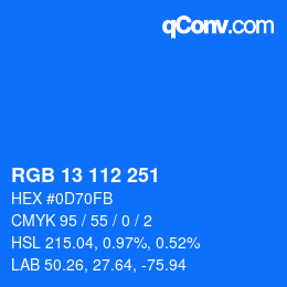 Farbcode: RGB 13 112 251 | qconv.com