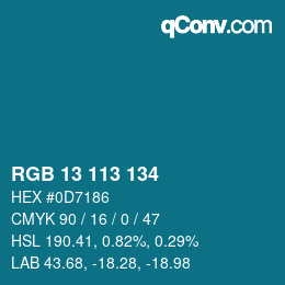 Color code: RGB 13 113 134 | qconv.com