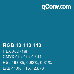 Color code: RGB 13 113 143 | qconv.com