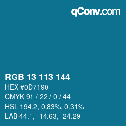 Color code: RGB 13 113 144 | qconv.com
