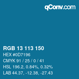 カラーコード: RGB 13 113 150 | qconv.com