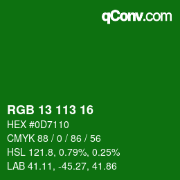Color code: RGB 13 113 16 | qconv.com