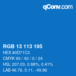 Color code: RGB 13 113 195 | qconv.com