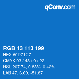 Color code: RGB 13 113 199 | qconv.com