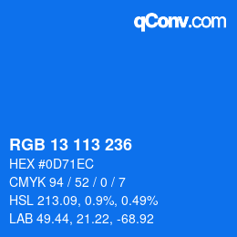 Código de color: RGB 13 113 236 | qconv.com