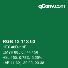 Color code: RGB 13 113 63 | qconv.com